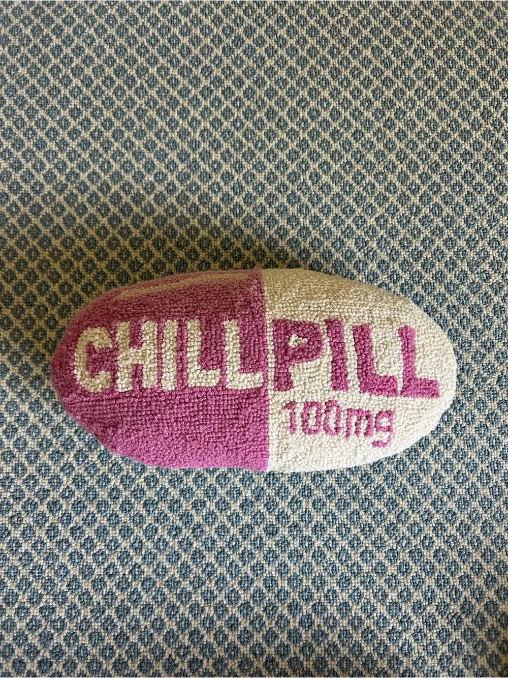 CHILL PILL 100mg Pink and White Accent Pillow